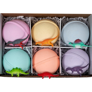 Dinosaurs Bath Bombs For Kids With Surprise Toys Inside (Dinosaurs) USA made, Natural, Organic XL 8-10 oz Gift Set For Girls/Boy