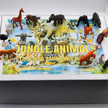 Jungle Animals Kids Bath Bomb Gift Set, 6 Bath Bombs with Jungle Animals toys inside, natural ingredients, will not stain the tub