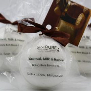 3 Luxury Oatmeal Milk and Honey Bath Bomb fizzies 5 oz each made with Shea, Mango and Cocoa butter, great for all skin types